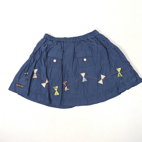 Matilda Jane Skirt Girls Size 4 Chambray Mini Kites Applique - Picture 4 of 5